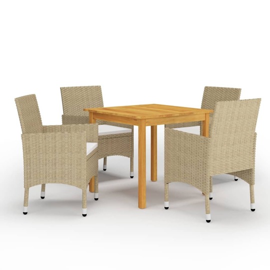 Sodo valgomojo komplektas, 5 dalių, smėlio spalvos kėdės - Lauko baldų komplektai