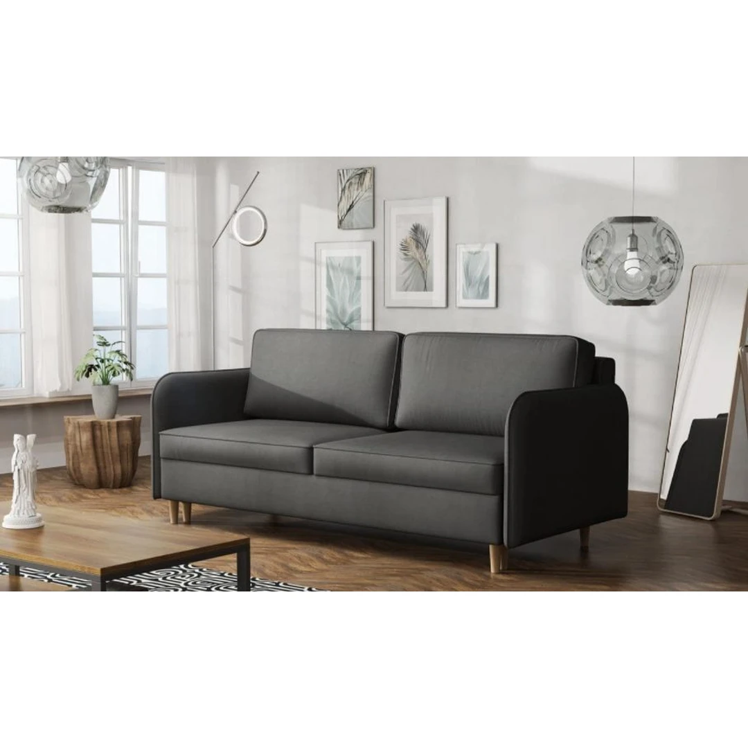 Šiuolaikiška minkšta sofa su funkcionaliu dizainu