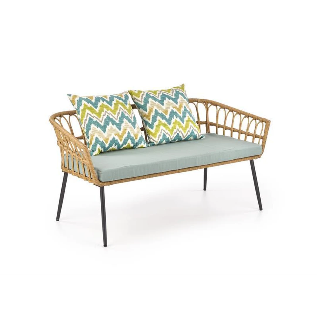 Elegantiški rotanginiai kėdės su audiniu ir plieno pagrindu