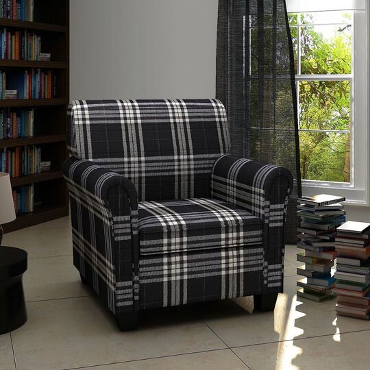 Sofa-kėdė su pagalve, juodos spalvos, audinys - Foteliai