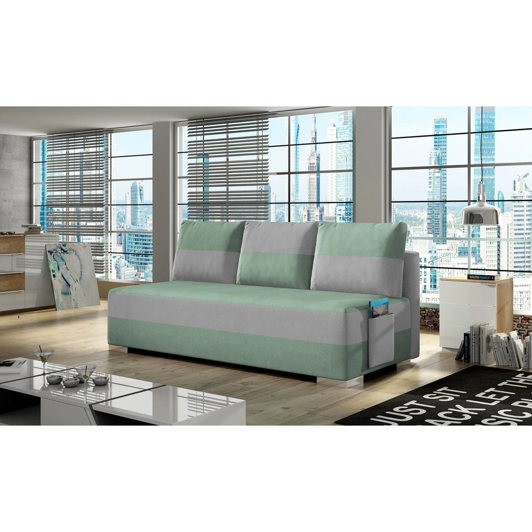 Įvairių spalvų sofos lovos su miegama funkcija