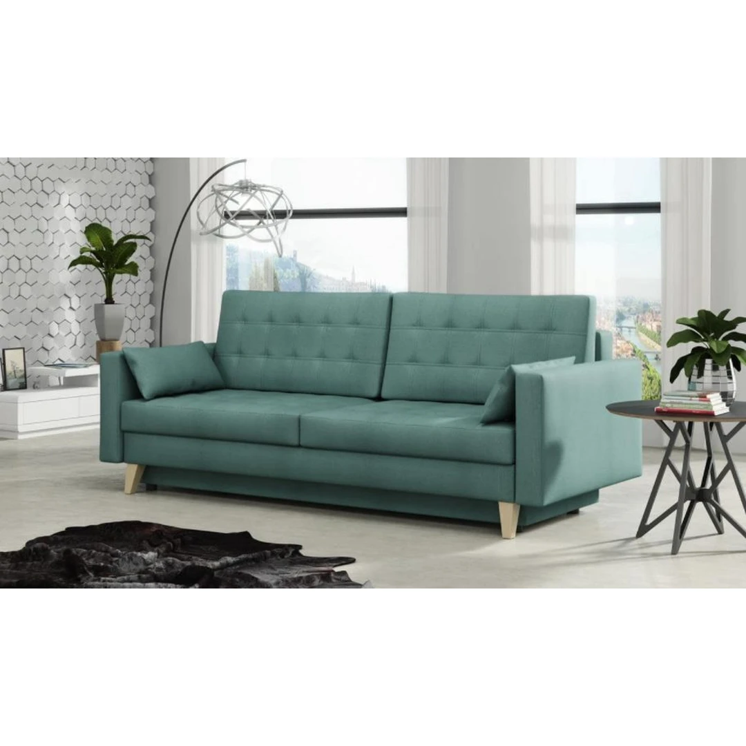 Įvairių spalvų sofos lovos su miegama funkcija