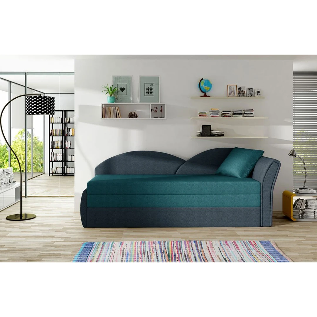 Įvairių spalvų sofos lovos su miegama funkcija jaunuolio kambariui