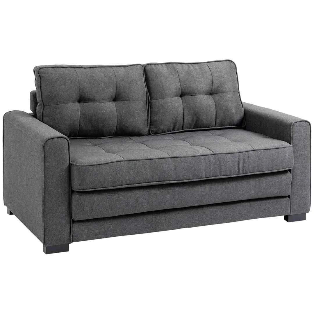 HOMCOM miegamoji sofa – kompaktiška sofa-lova mažam butuiDvivietė sofa-lova su minkštu paminkštinimu svečiamsIštraukiama sofa-lova 1-2 vietų miegui 