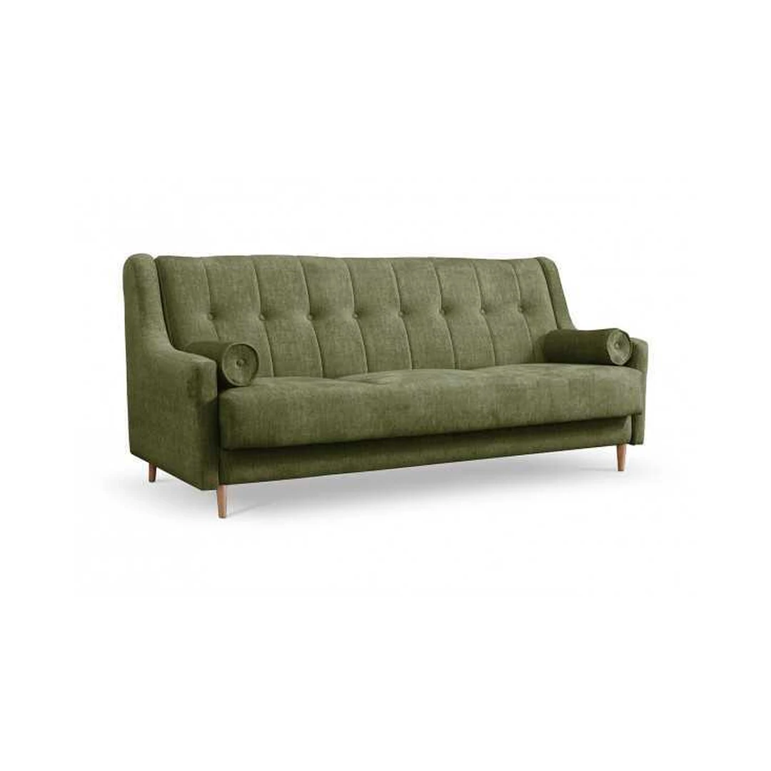 Ergonominė minkšta sofa su miego funkcija ir patalynės konteineriu