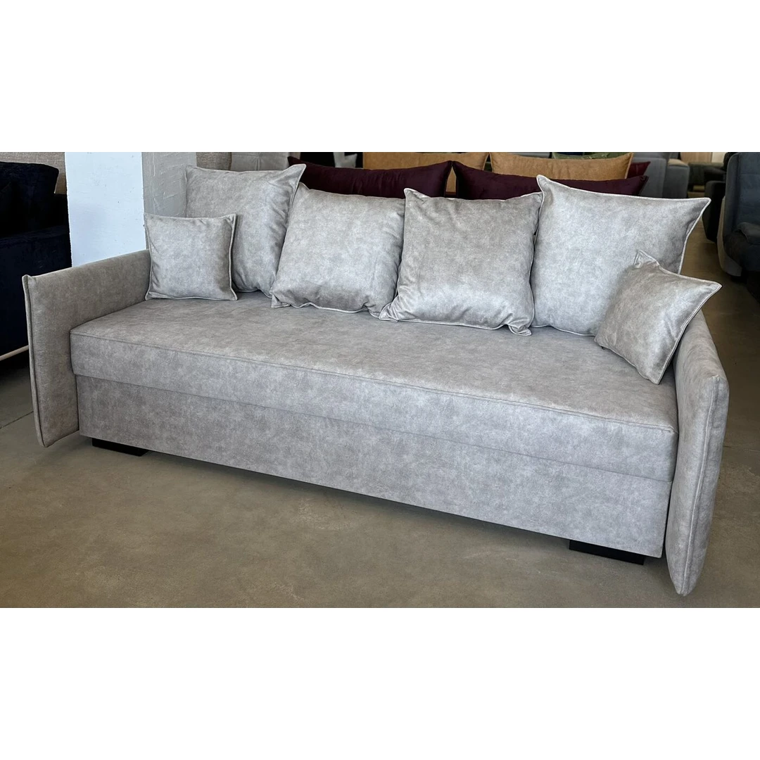 Lietuviškas velveto sofa-lova su patalynės dėže