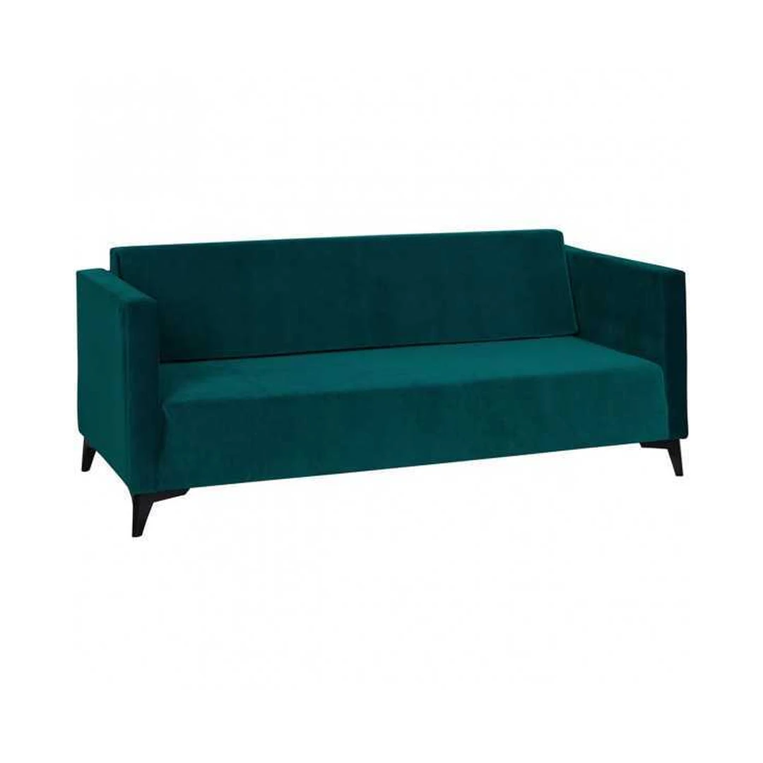 Elegantiška juoda sofa su blizgiomis kojomis