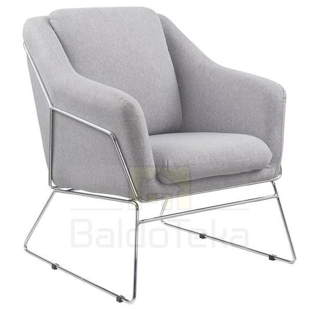 Elegantiški pilki kėdės su gobelenu ir chromuotu plienu