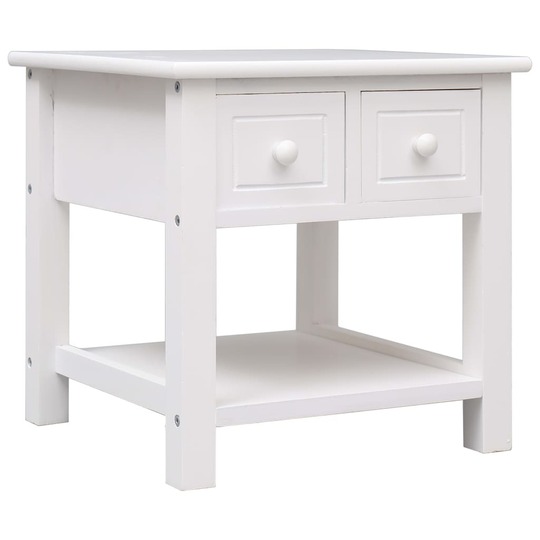Šoninis staliukas, baltas, 40x40x40 cm, paulovnijos mediena - Šoniniai staliukai