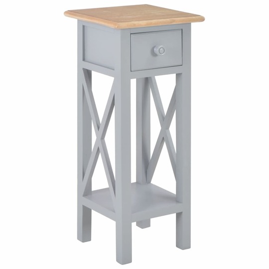Šoninis staliukas, pilkos spalvos, 27x27x65,5cm, mediena - Šoniniai staliukai