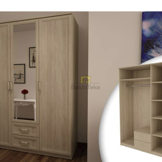 Ergonominė spintelė 150x210x56 cm, 18 mm LMDP, spalva pagal pasirinkimą