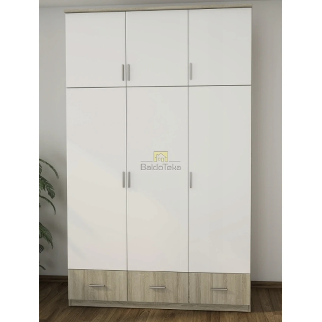 Šviesaus ąžuolo sonoma/balta spalvos spinta 150x242x60 cm