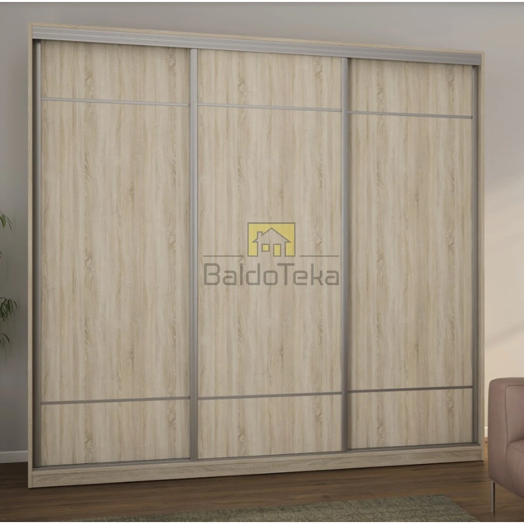 Šviesaus ąžuolo sonoma spalvos spinta su veidrodžiu