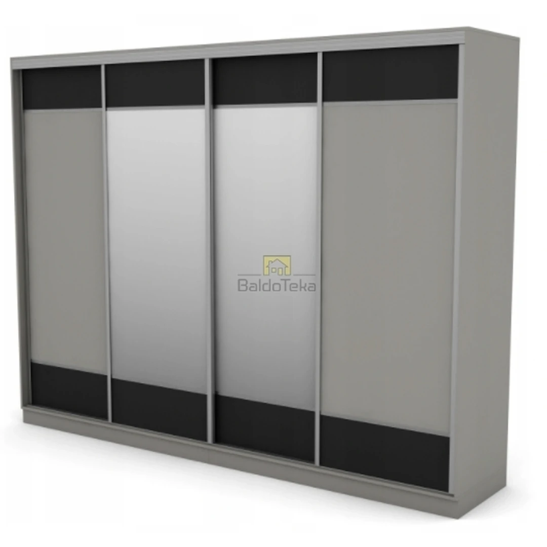 Erdvus ir modernus spintas su pilka/juoda/sidabro apvadais