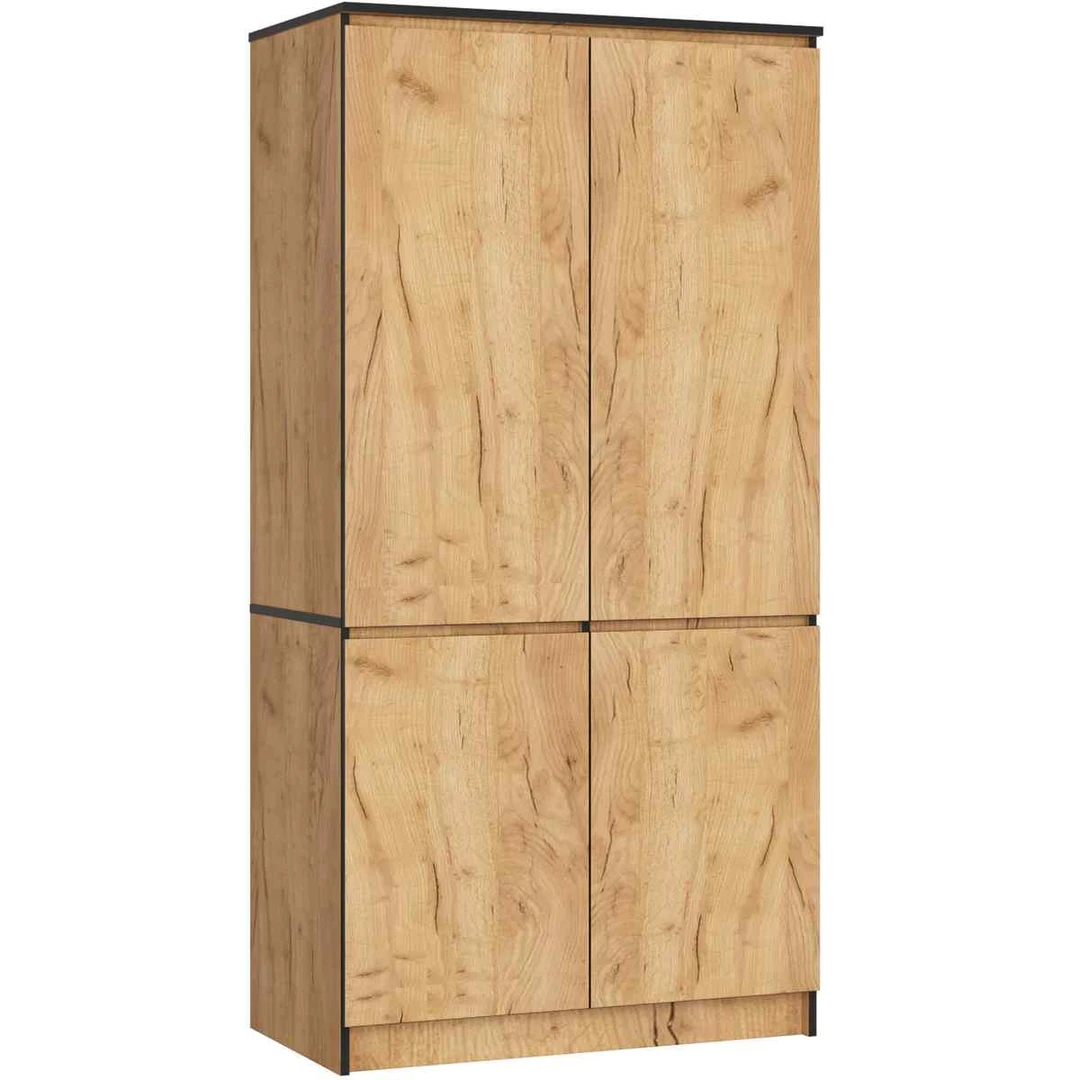 Spinta AKORD S90, 4 durų ir 4 lentynų, ąžuolo spalvos, 90 × 180 × 51 cm - Spintos, spintelės