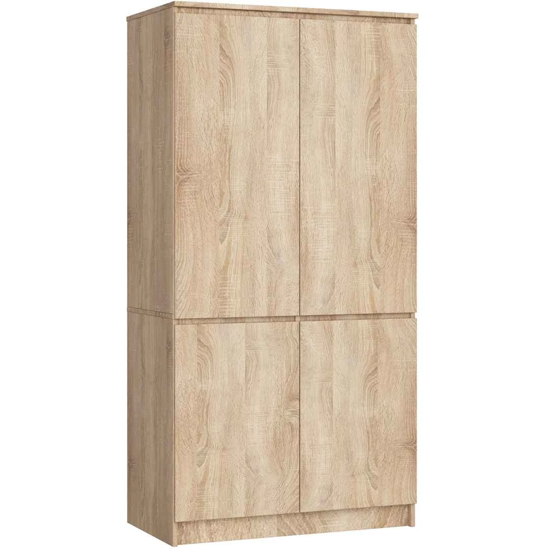Spinta AKORD S90, 4 durų, rudos spalvos, 90 × 180 × 51 cm - Spintos, spintelės
