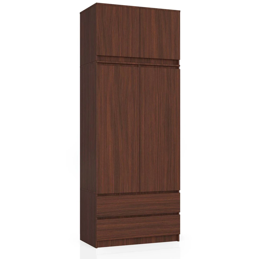 Spinta AKORD S90, su antstatu, 2 durimis ir 2 stalčiais, rudos spalvos, 90 × 234 × 51 cm - Spintos, spintelės