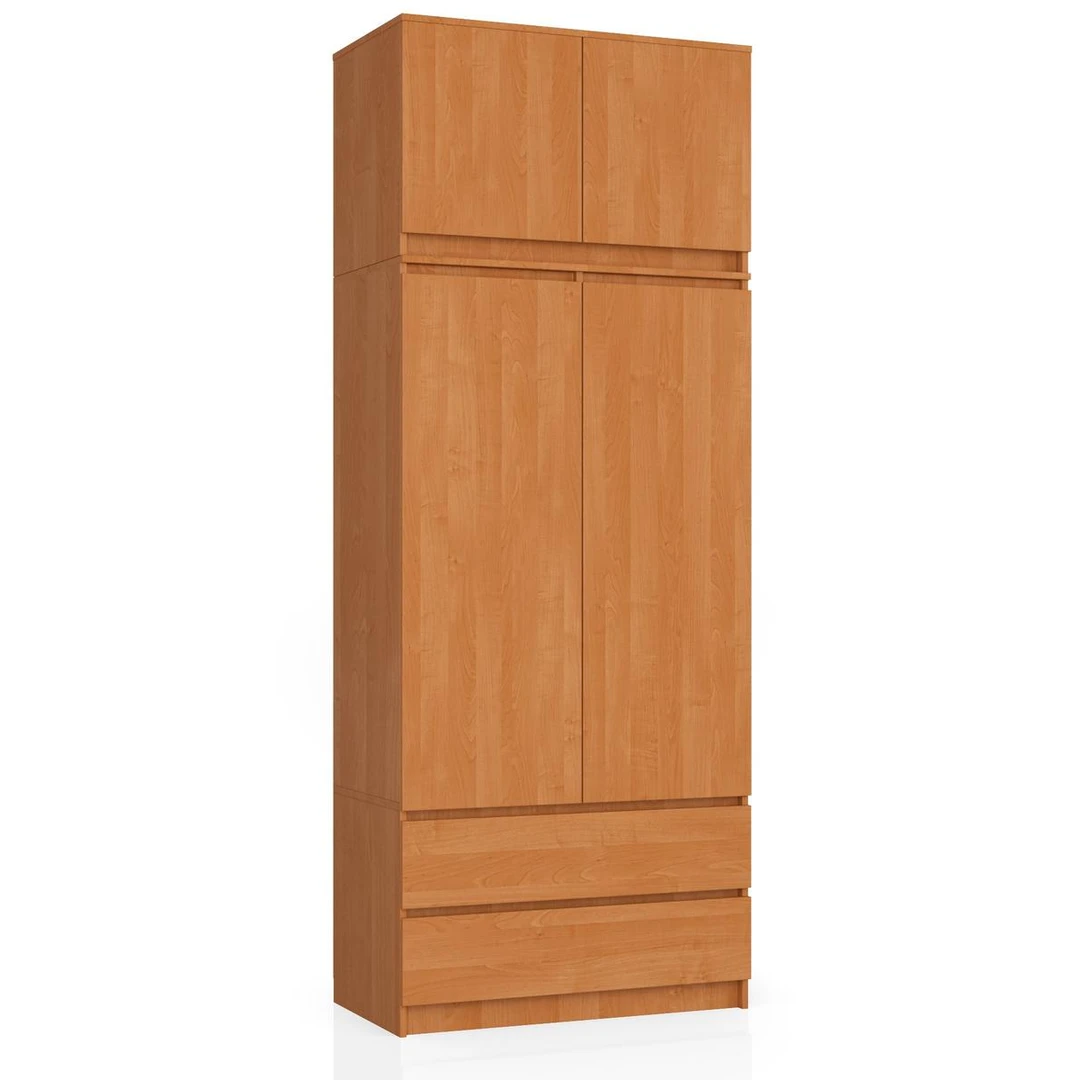Spinta AKORD S90, su antstatu, 2 durimis ir 2 stalčiais, rudos spalvos, 90 × 234 × 51 cm - Spintos, spintelės