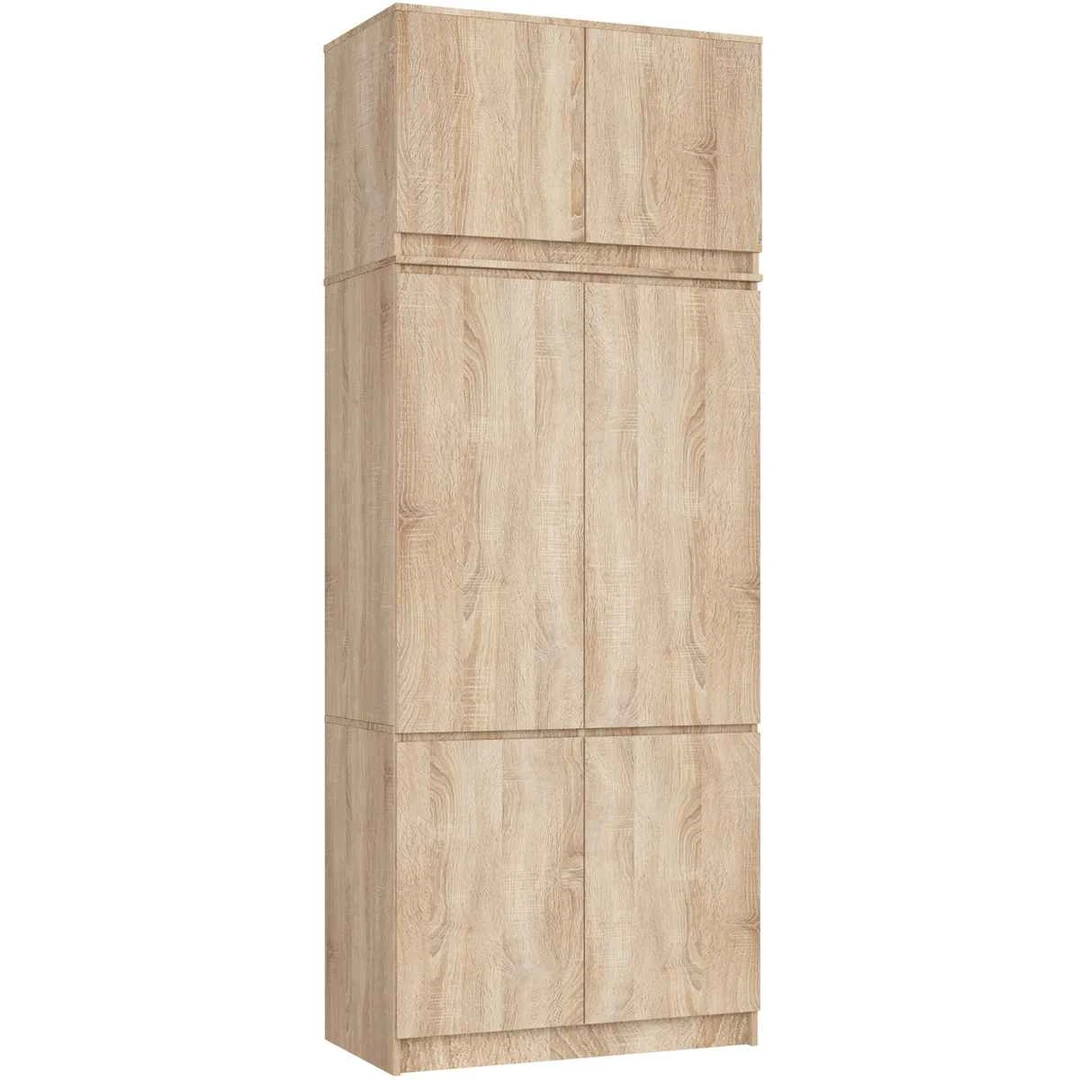 Spinta AkordV2 S90, 6 durų ir 6 lentynų, rudos spalvos, 90 × 235 × 51 cm - Spintos, spintelės