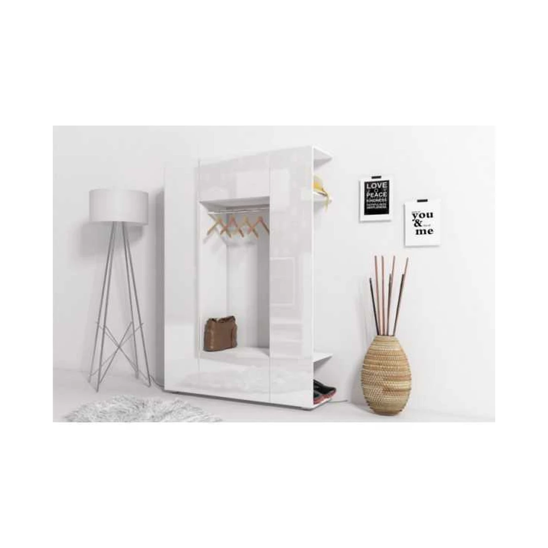 Ergonominė spinta balta + balta blizgi, 120x190x37 cm