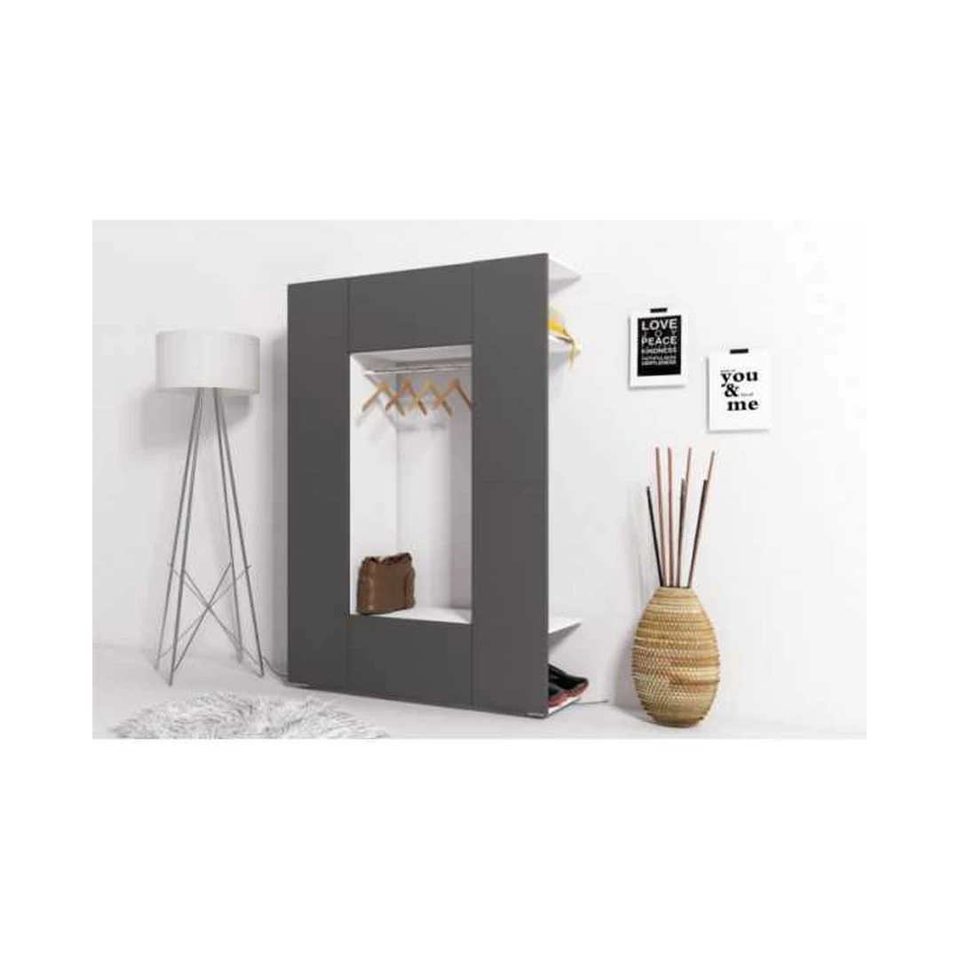 Ergonominė spinta balta + grafito matinė, 120x190x37 cm