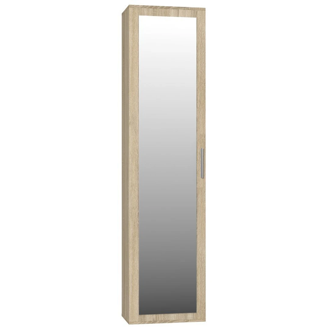 Praktiška ąžuolo spinta su veidrodžiu ir 2 lentynomis