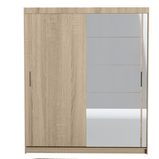 2-ų stumdomų durų spinta su veidrodžiu, ąžuolo spalva
