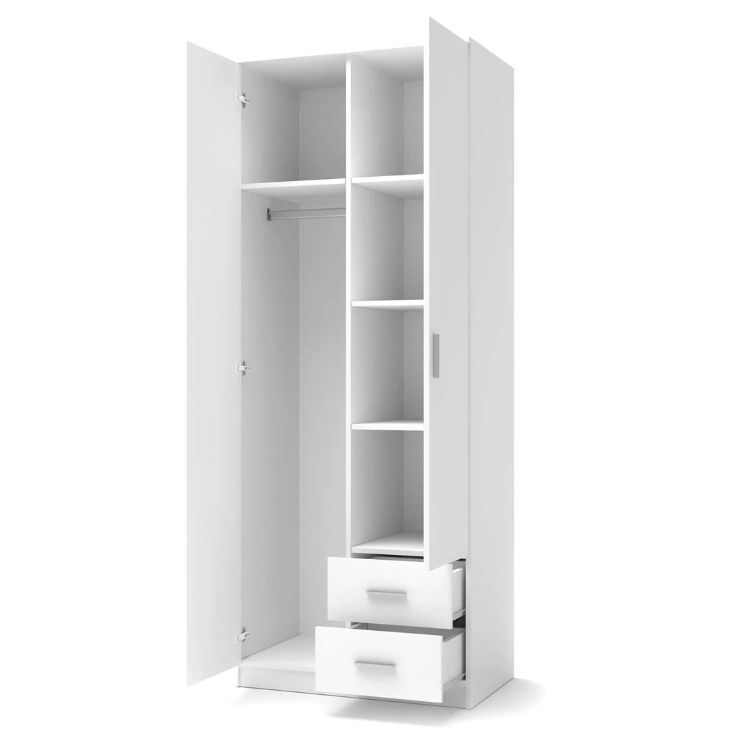 Elegantiški balti spintos su blizgiu ABS kraštais