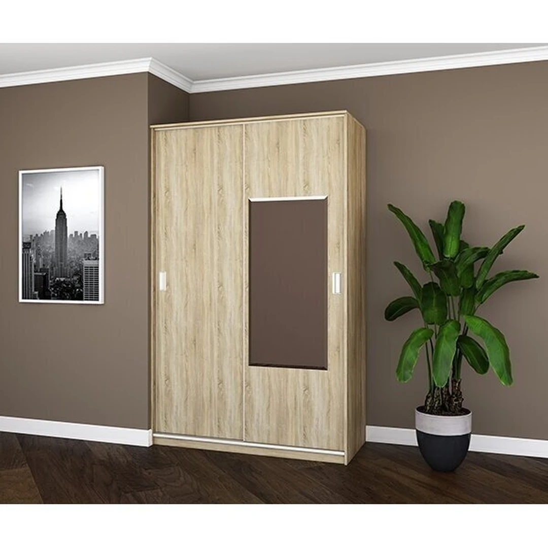 Drabužių spinta KOMFORT su veidrodžiu ir stumdomomis durimis