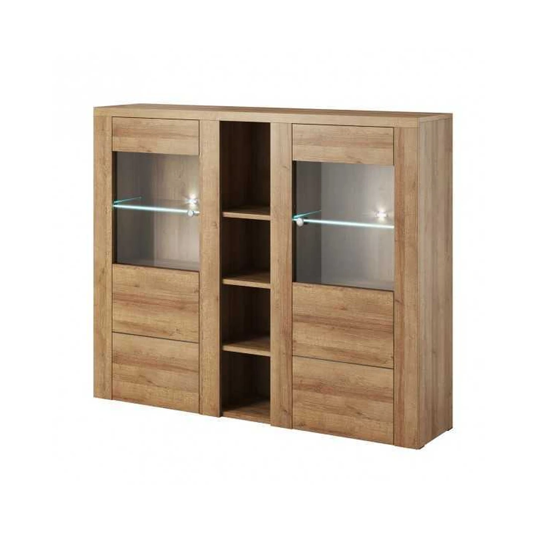 Stilinga spinta su LED apšvietimu – „Riviera“ ąžuolas