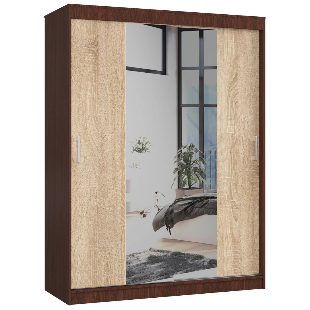 Didelė spinta su stumdomomis durimis ir veidrodžiu