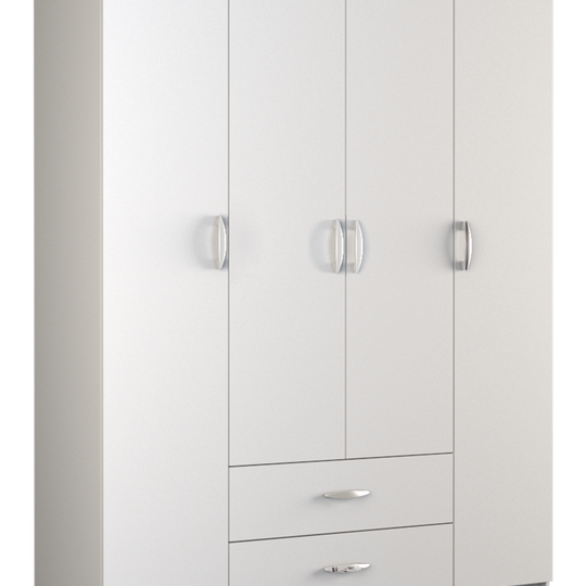 Ergonomiška keturių varstomų durų spinta su stalčiais