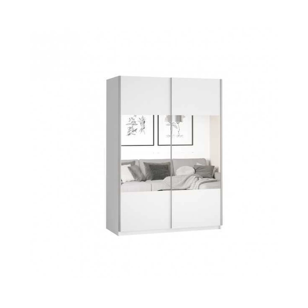 Šiuolaikiška baltos spalvos spinta su LED apšvietimu