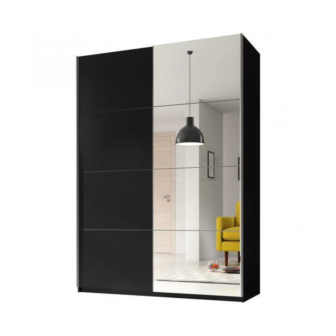 Moderni spintos su stumdomomis durimis ir veidrodžiu