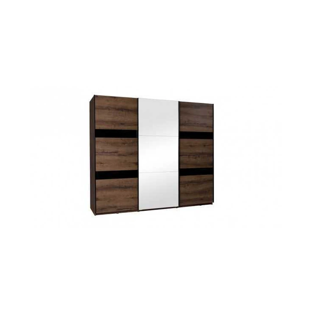 Didelė 250 cm pločio spinta su veidrodžiu ir LED apšvietimu