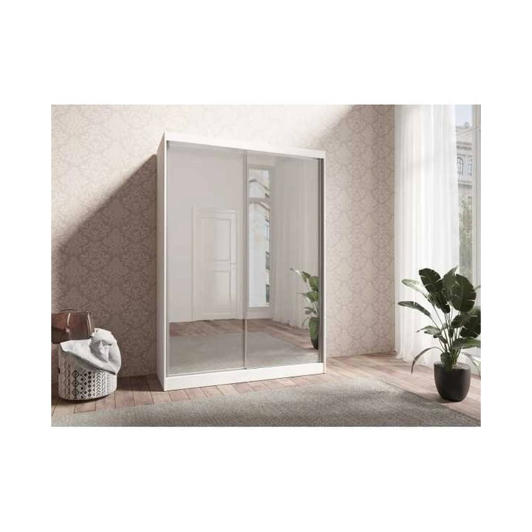 Šiuolaikiška spinta balta, LED apšvietimas, 150x215x59 cm