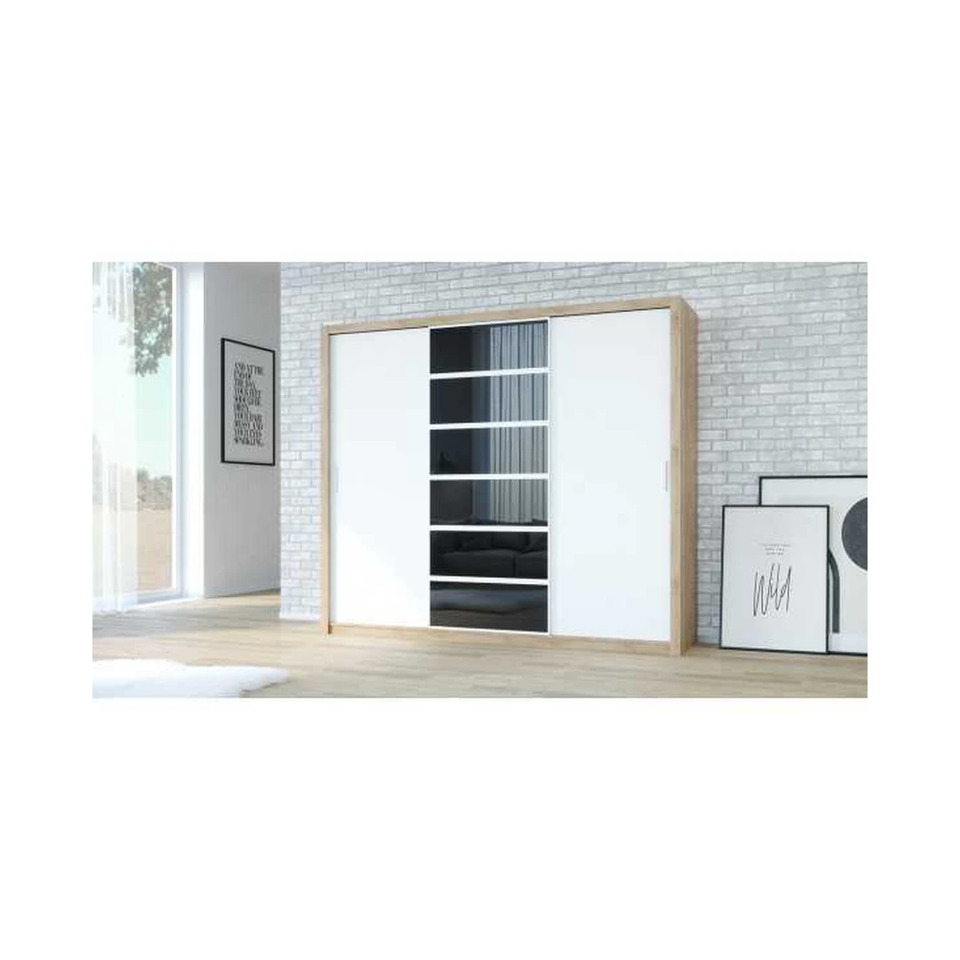 Erdvus 250 cm pločio spintos su stumdomomis durimis