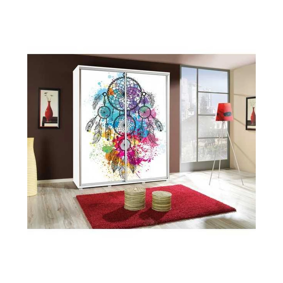 Erdvus spintos modelis 155x215 cm su giliomis lentynomis