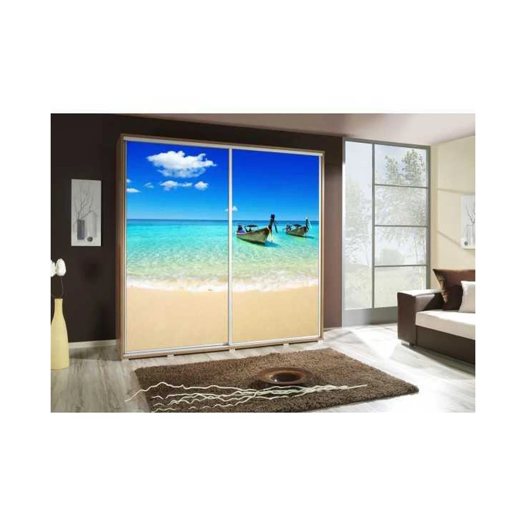 Erdvus spintos modelis 205x215 cm su giliomis lentynomis