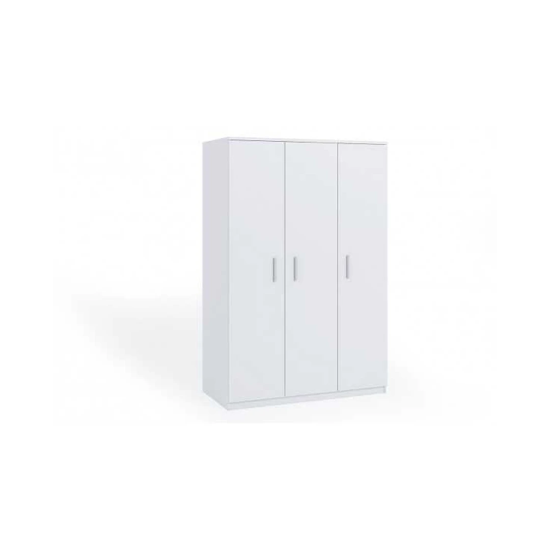 Balta trijų durų spinta su pasukamomis durimis