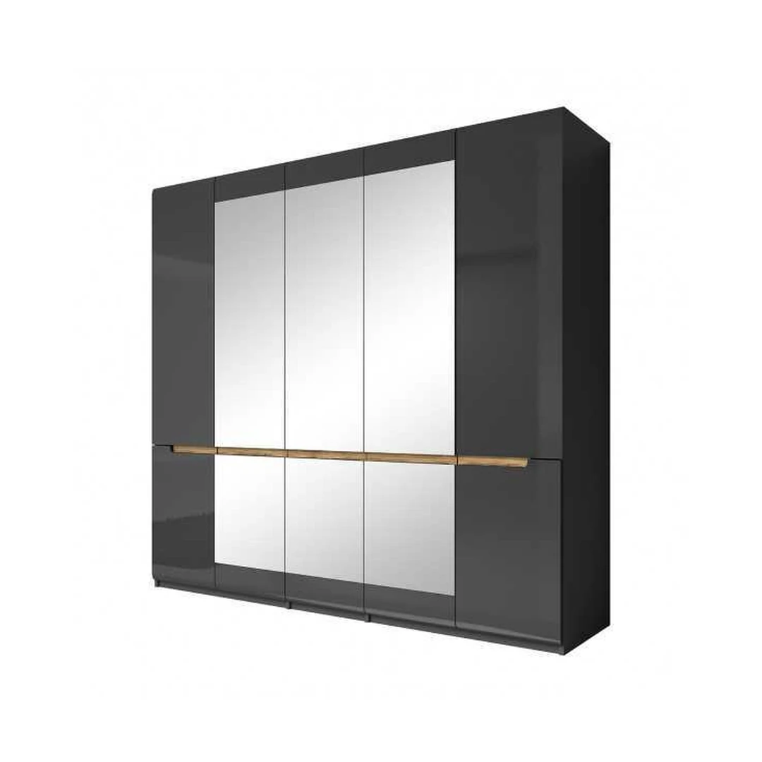 Erdvus 5-durų spinta antracito spalvos su apvalintais kraštais