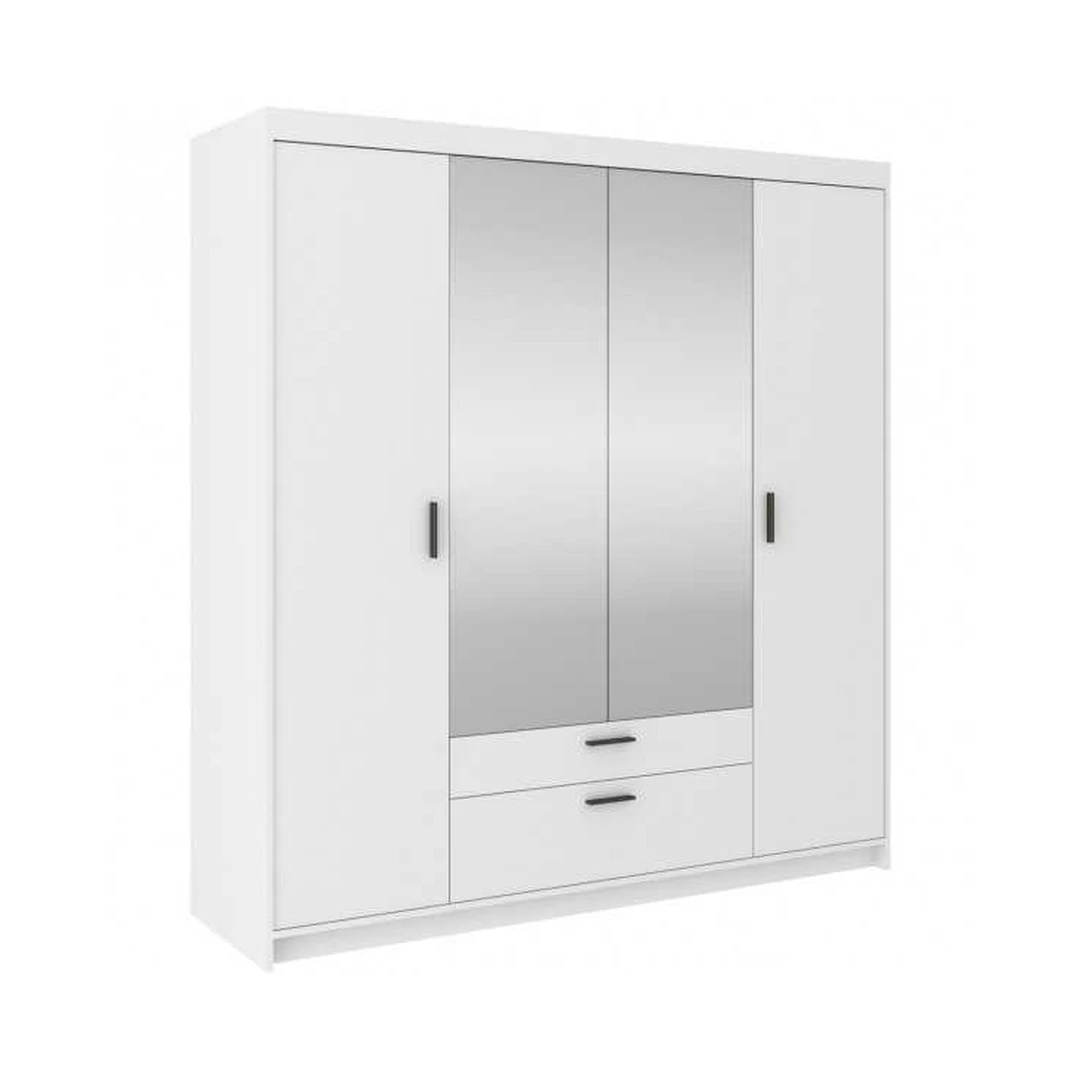 Šiuolaikiška balta spintelė su durelėmis ir stalčiais