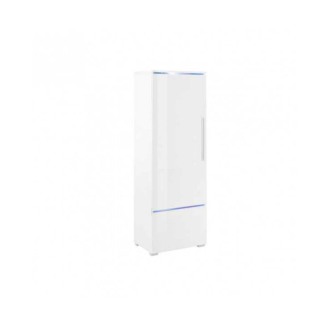 Šiuolaikiška pakabinama spinta balta, su LED apšvietimu