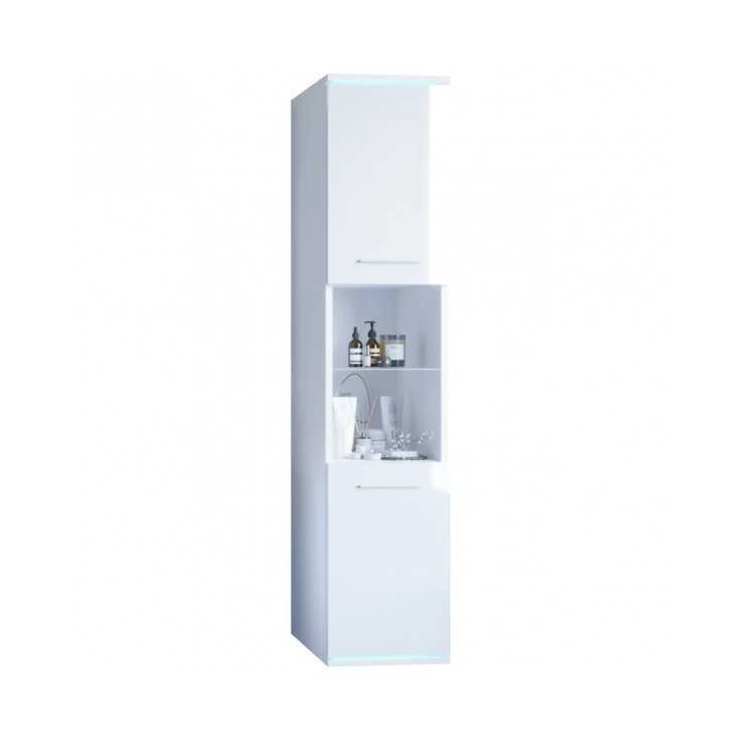 Šiuolaikinė baltos spalvos spintelė su galimybe įrengti LED apšvietimą