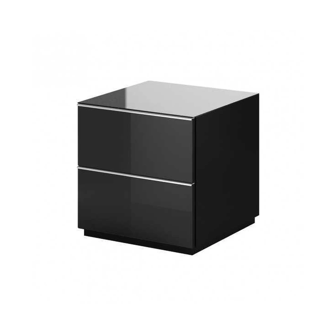 Šiuolaikiškas juodas stiklo spintos stendas 50x50x48 cm