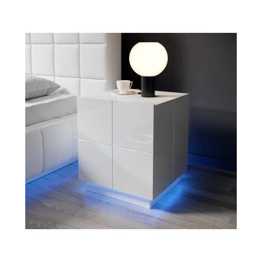 Šiuolaikiška baltos spalvos MDF spinta su LED apšvietimu