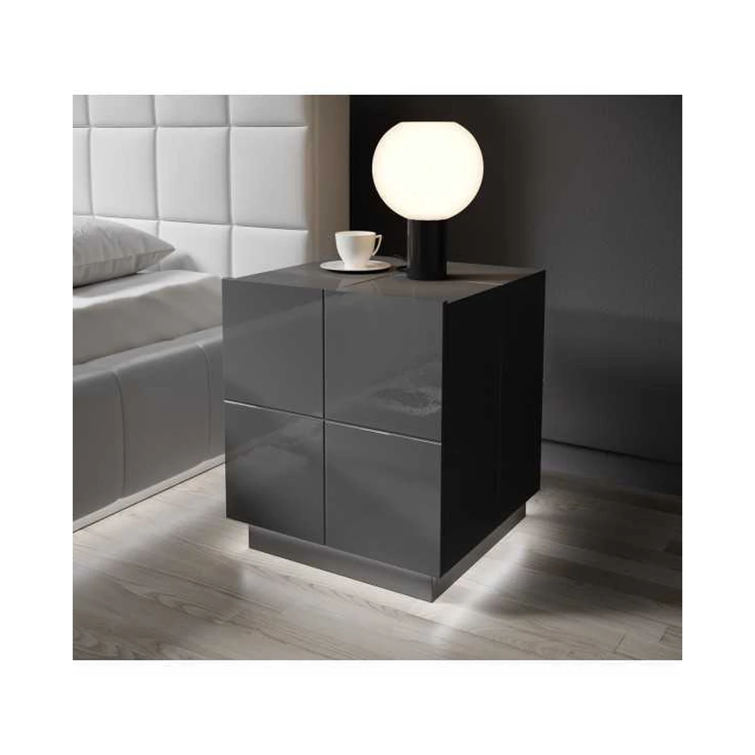 Šiuolaikiškas stalas su LED apšvietimu ir grafito blizgiu