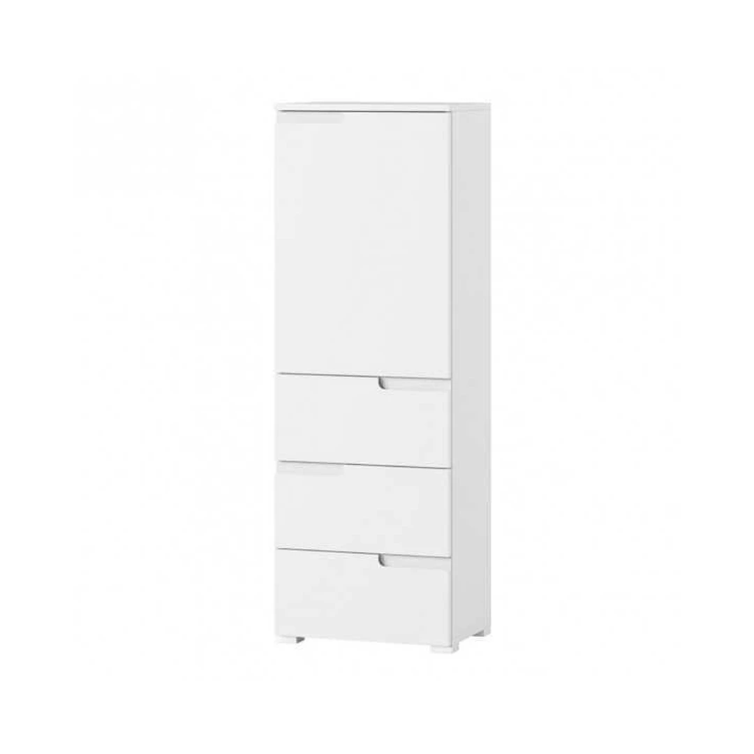 Moderni balta spinta su pasukamomis durimis ir stalčiais