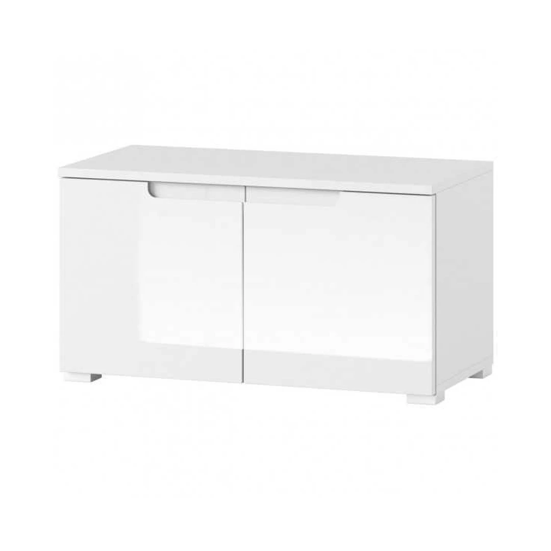 Baldai su pasukamomis durimis, balta matinė/blizgi