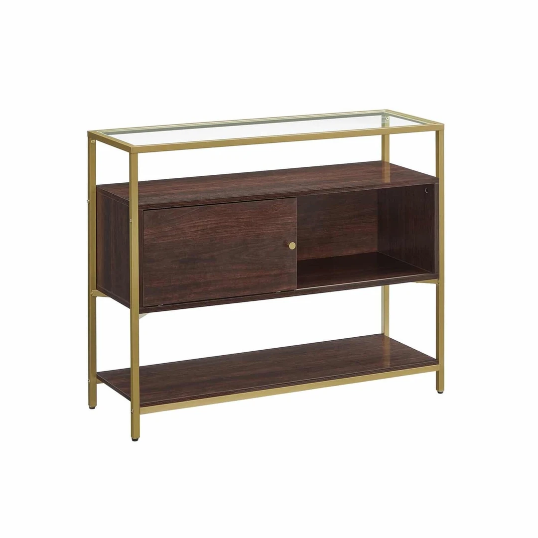 Šokoladinis rudos spintelė su grūdintu stiklu